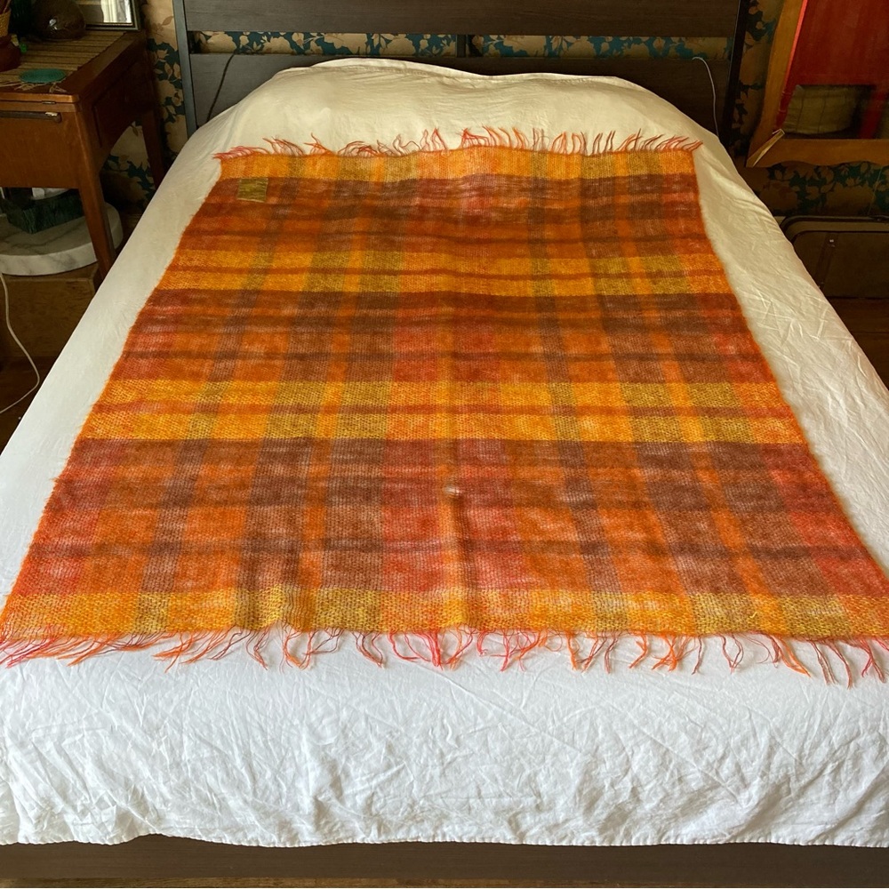 Vintage wool mohair Scottish plaid Heather Weave afghan throw blanket shawl - Picture 3 of 12
